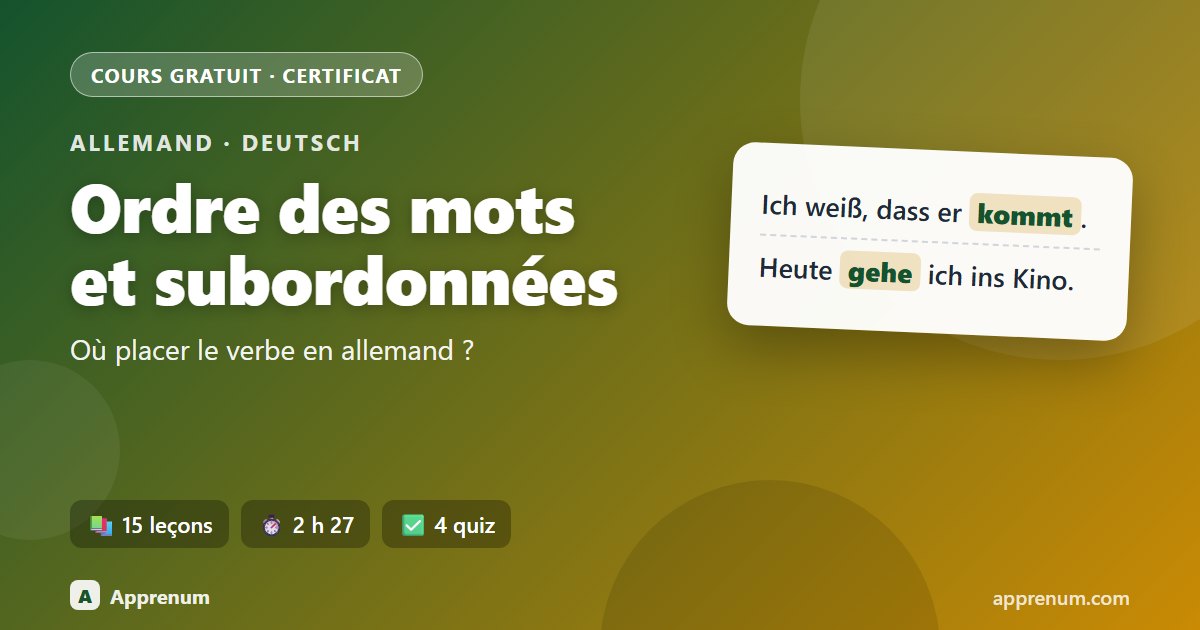 Allemand : l'ordre des mots, les subordonnées et les connecteurs