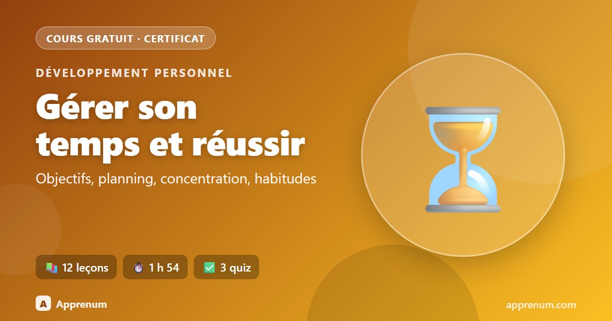 Gérer son temps et réussir : objectifs, planning, concentration et habitudes