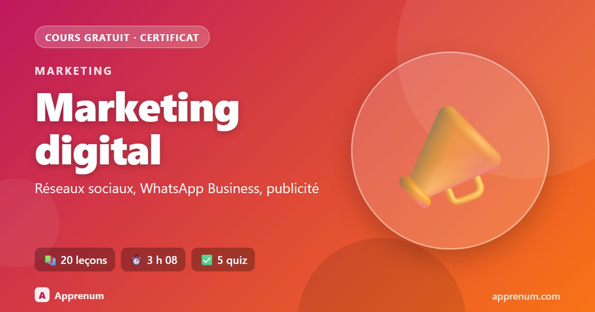 Marketing digital : réseaux sociaux, WhatsApp Business et publicité en ligne