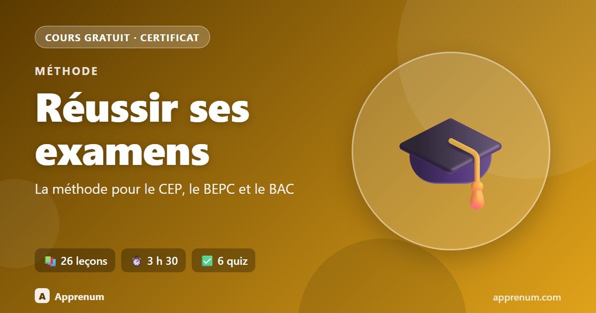 Réussir ses examens : la méthode pour le CEP, le BEPC et le BAC