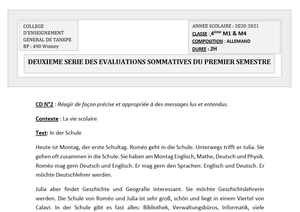 Aperçu de la première page — Allemand Compilation Devoir Surveillé (Janvier 2021) 2020 2021