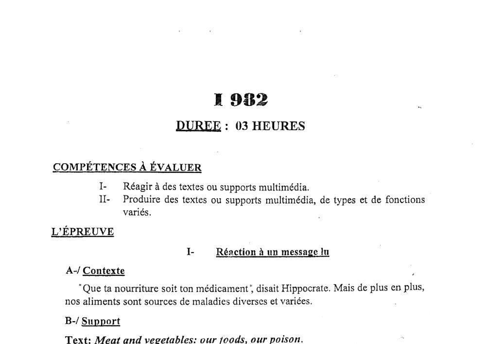 Aperçu de la première page — BAC NATIONAL 2026 Anglais Séries C D BAC Bénin
