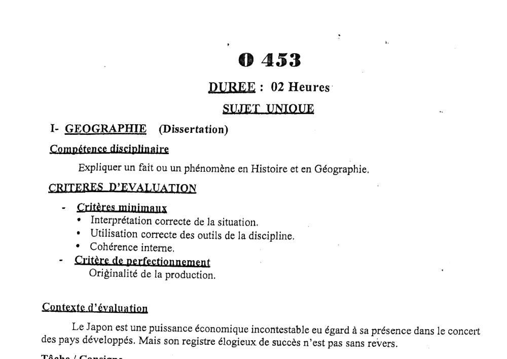 Aperçu de la première page — BAC NATIONAL Histoire Géographie Séries C D BAC Bénin 2026