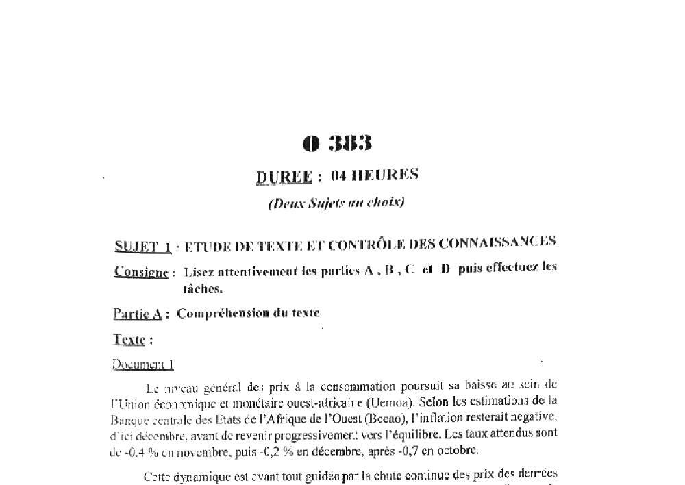 Aperçu de la première page — BAC NATIONAL 2026 Économie Série B BAC Bénin