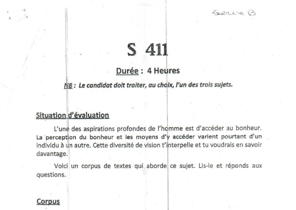 Aperçu de la première page — BAC NATIONAL Français Séries A B C D BAC Bénin 2023
