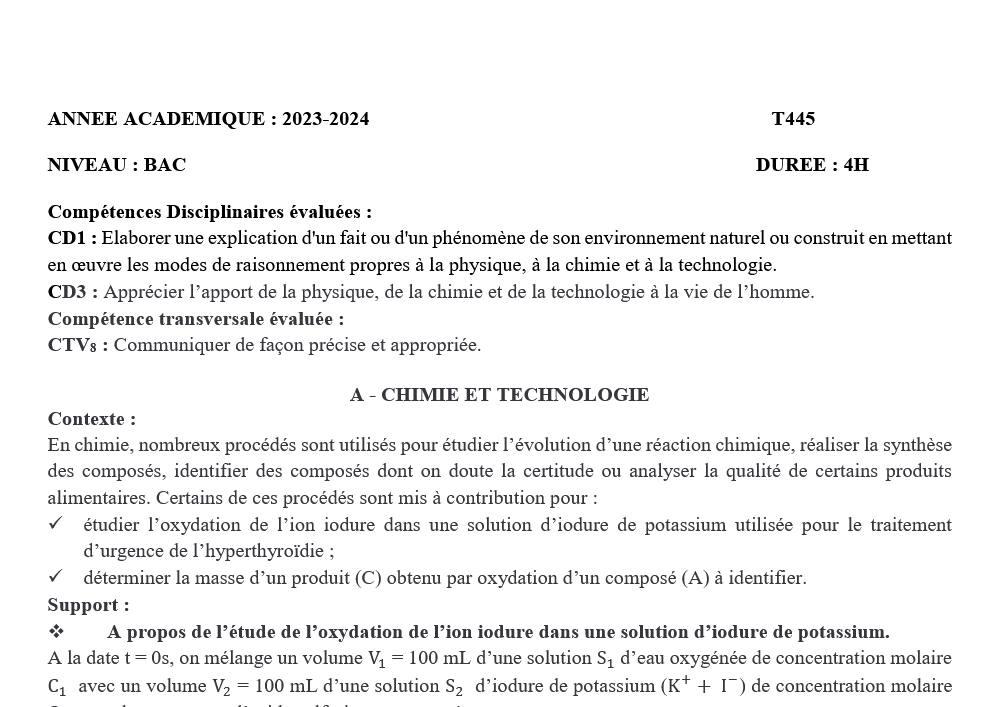 Aperçu de la première page — TleC PCT - Examen Blanc - Collines