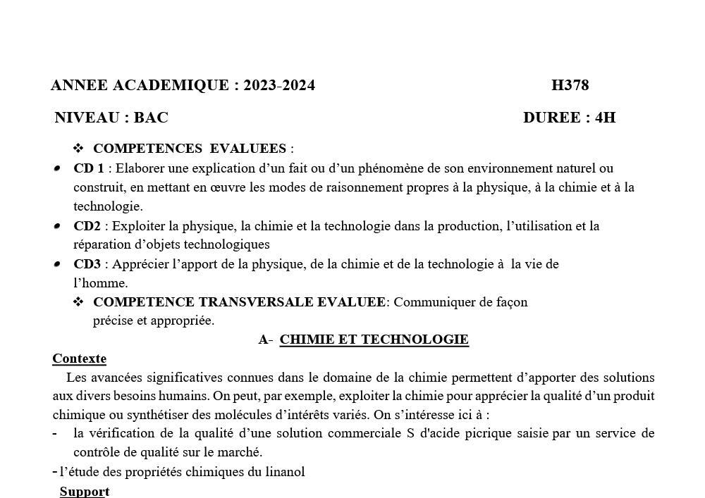 Aperçu de la première page — TleD PCT - Examen Blanc - Collines