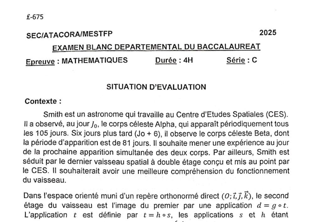 Aperçu de la première page — BAC BLANC ALIBORI Mathématiques Série C 2025 (2)