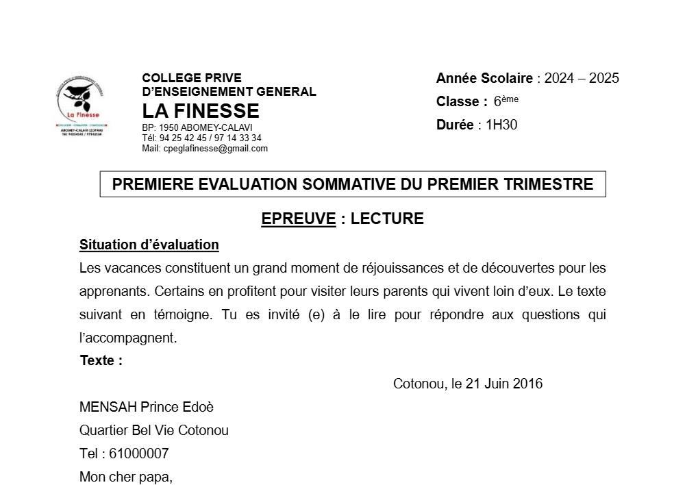 Aperçu de la première page — Lecture 1ère — 1er trimestre 2024