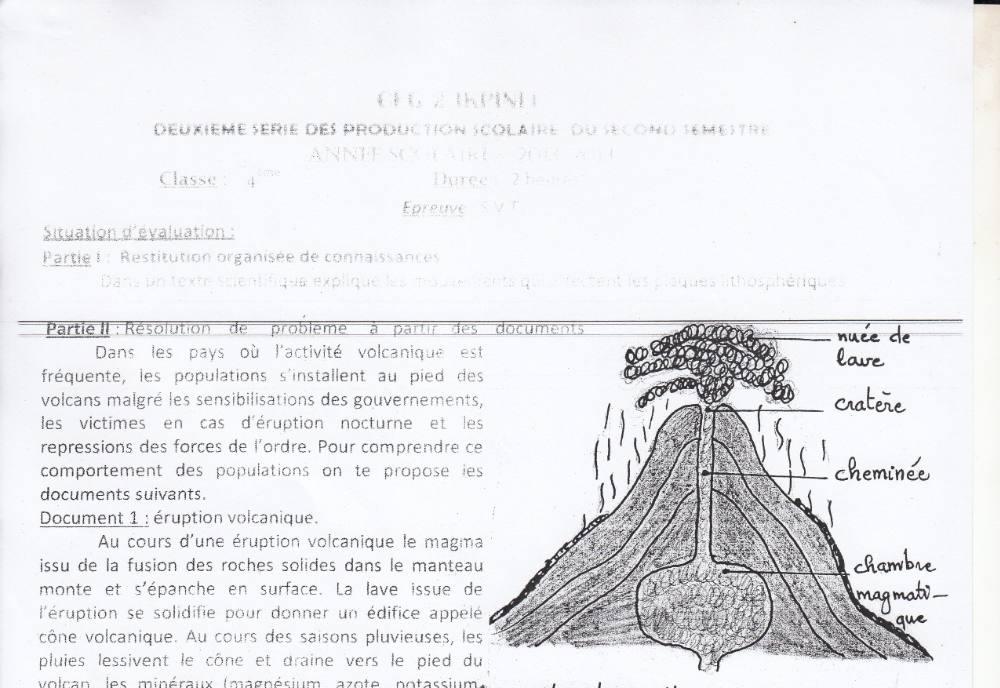 Aperçu de la première page — 4e SVT Devoir 2 Semestre 2 CEG2 Ikpinlè 2013 2014
