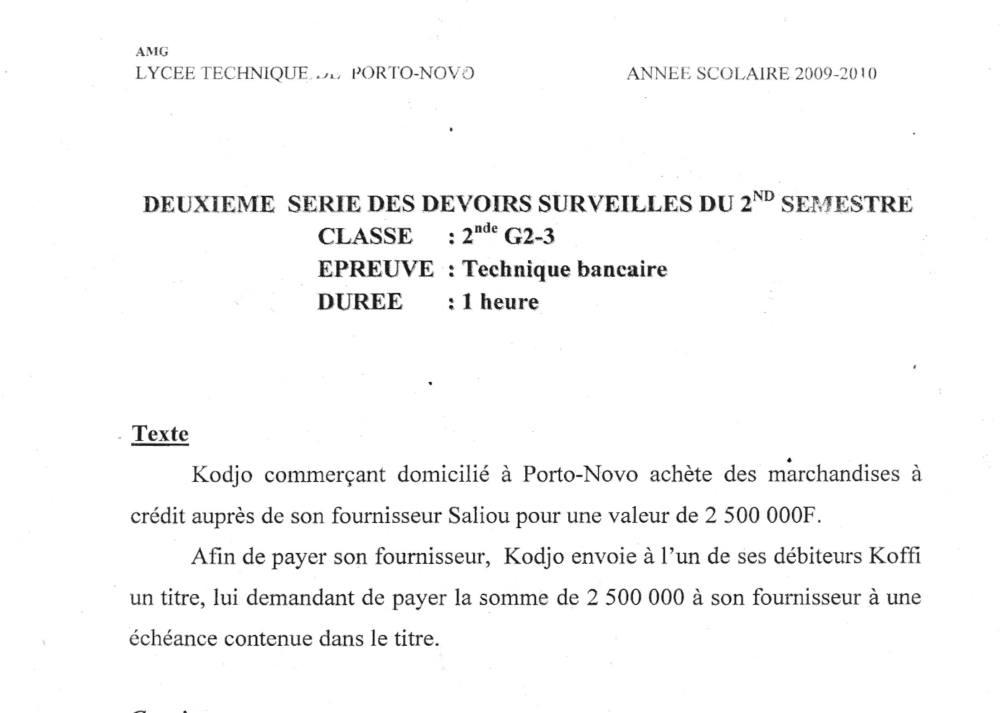 Aperçu de la première page — 2nde Anglais Devoir 2 Semestre 2 Lycée Techn de Porto Novo 2nd G2 3 2009 2010