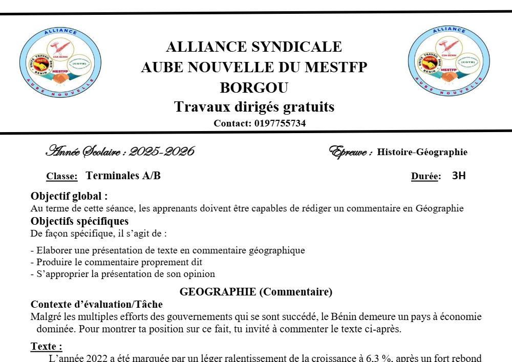 Aperçu de la première page — TD2 AAN MESTFP B Hist Géo TlesAB