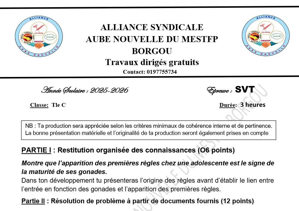 Aperçu de la première page — TD2 AAN MESTFP B SVT Tle C 25 26