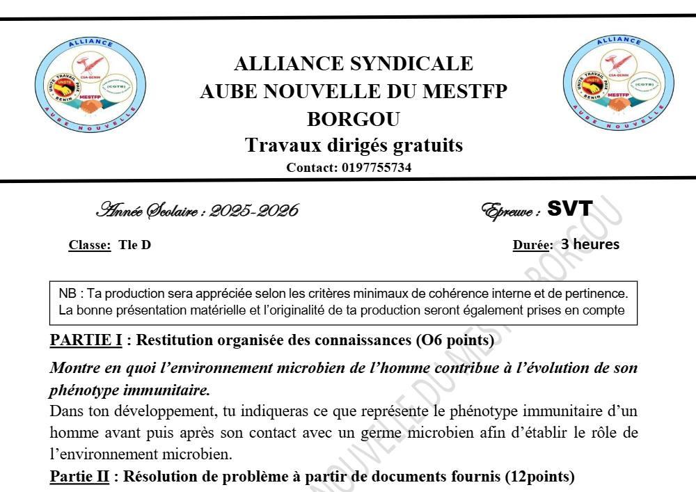 Aperçu de la première page — TD2 AAN MESTFP B SVT Tle D 25 26