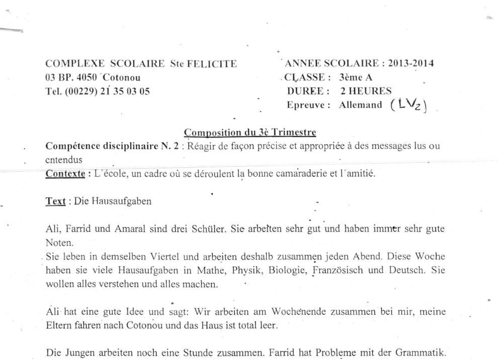 Aperçu de la première page — Allemand 3e — 3e trimestre 2013