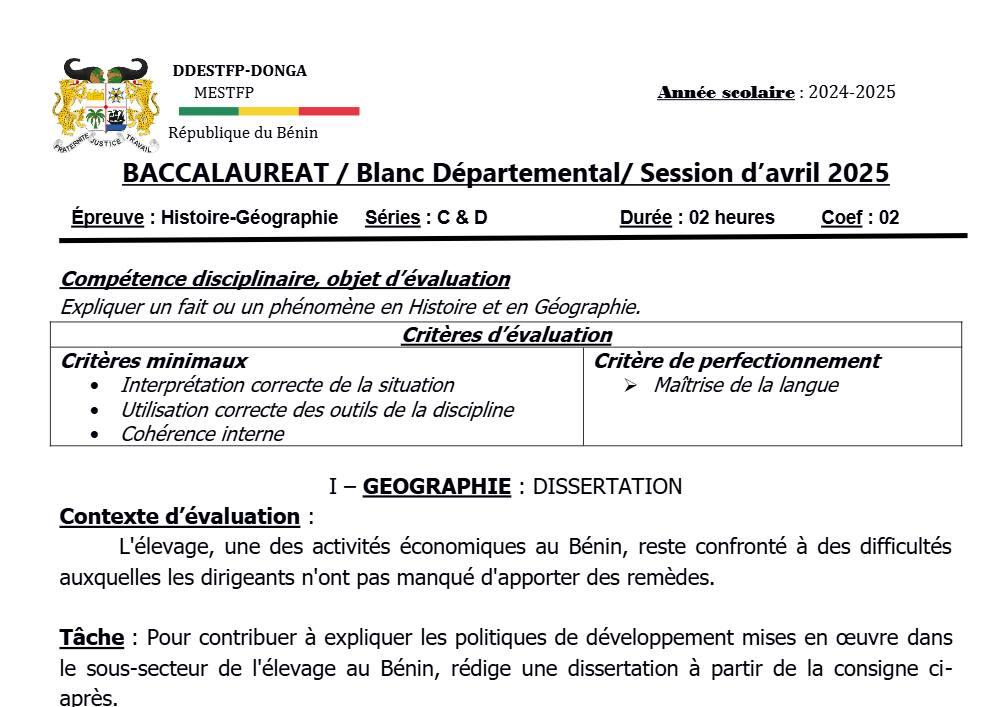 Aperçu de la première page — DONGA BAC BLANC 25 HIST GEO C D