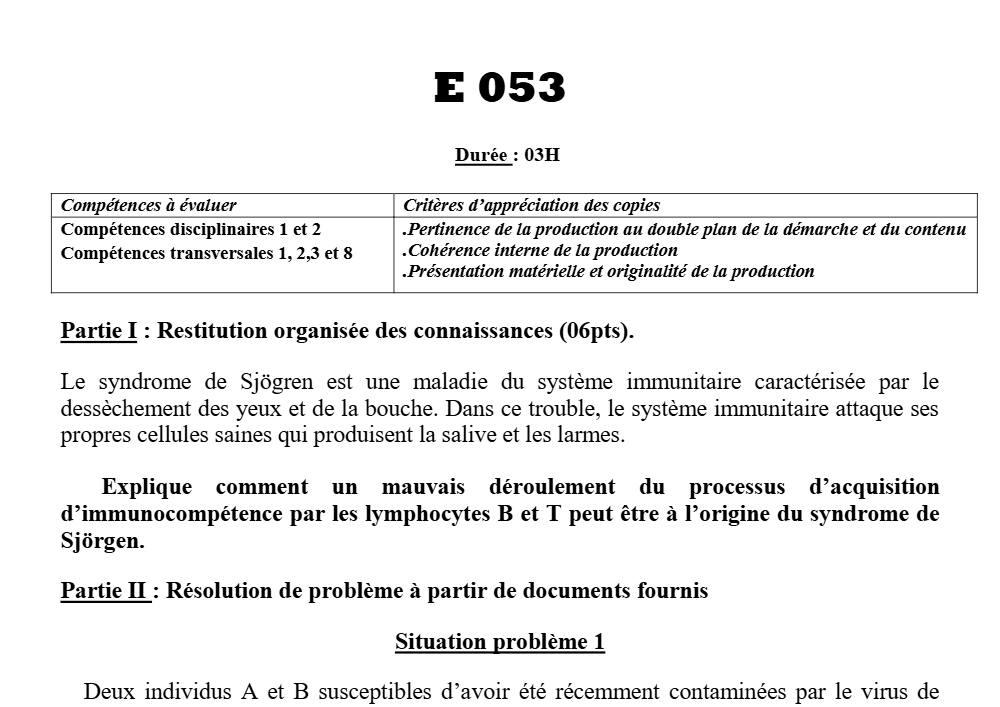 Aperçu de la première page — SVT Tle D Devoir Surveillé (Janvier 2023) 2022 2023